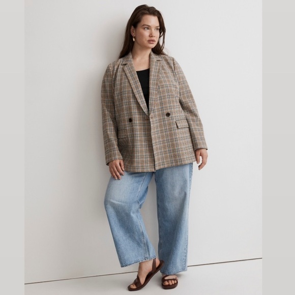 MADEWELL Caldwell Double-Breasted Blazer in Prejean Plaid - Picture 1 of 16
